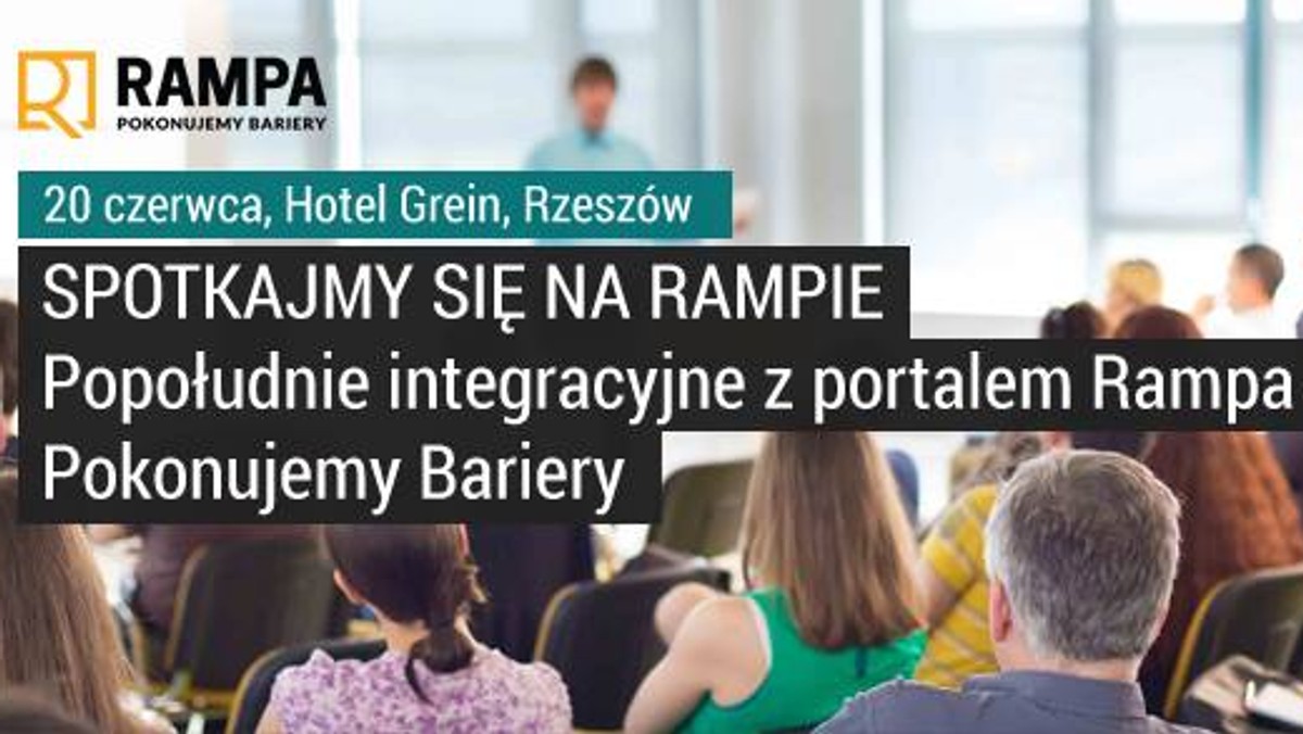 Portal Rampa - Pokonujemy Bariery organizuje popołudnie integracyjne w Rzeszowie "Spotkajmy się na Rampie". Jest to spotkanie integracyjne dla osób z niepełnosprawnością, ale również dla pozostałych zainteresowanych.