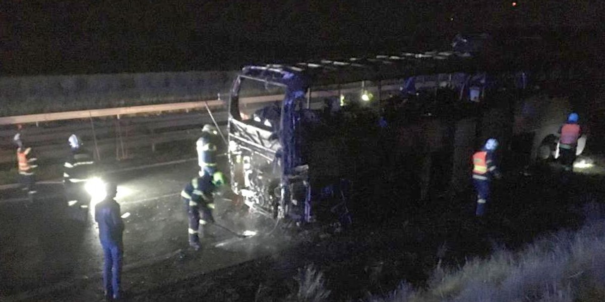 Pożar autobusu wiozącego uczniów z Polski