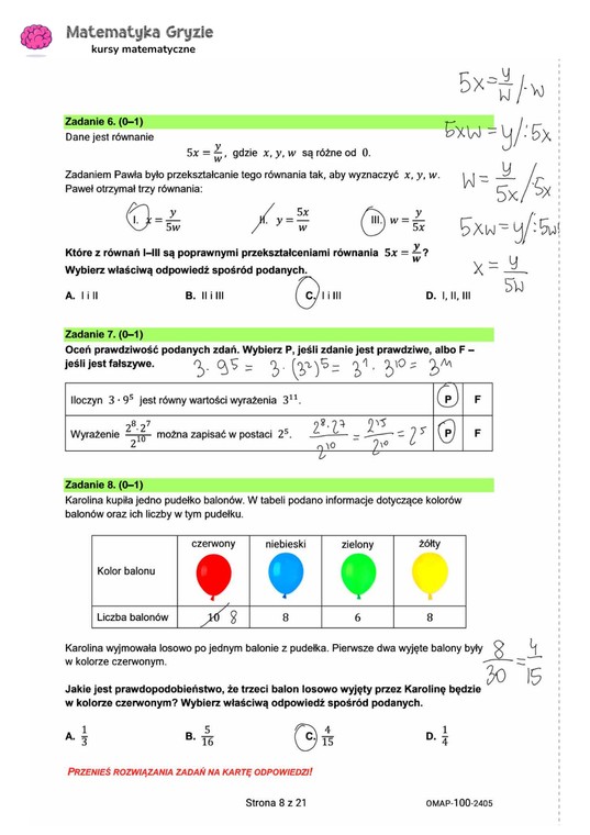 Egzamin ósmoklasisty 2024. Matematyka [ARKUSZE CKE i ODPOWIEDZI]