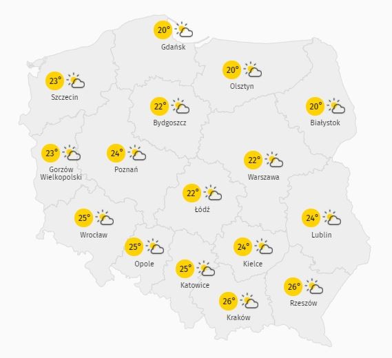 Temperatura w Polsce. Niedziela