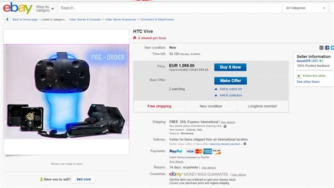 HTC Vive dostrzeżono w ofercie na eBayu