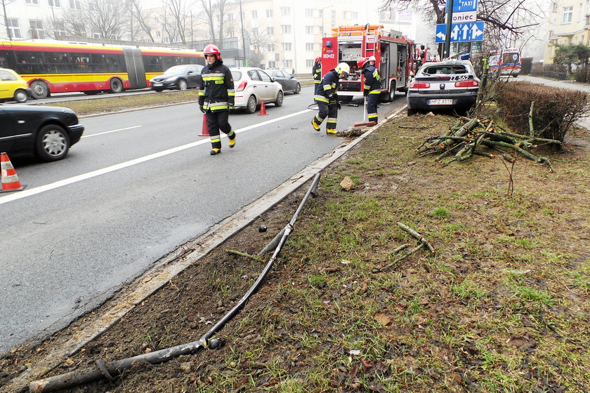 Radiowóz skosił drzewo po zderzeniu z osobówką 