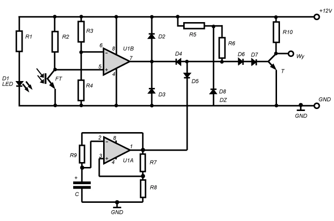 Schemat ideowy części elektronicznej czujnika