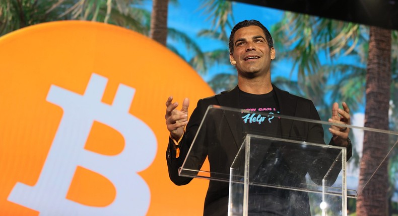 Miami Mayor Francis Suarez speaks at the Bitcoin 2021 Convention.
