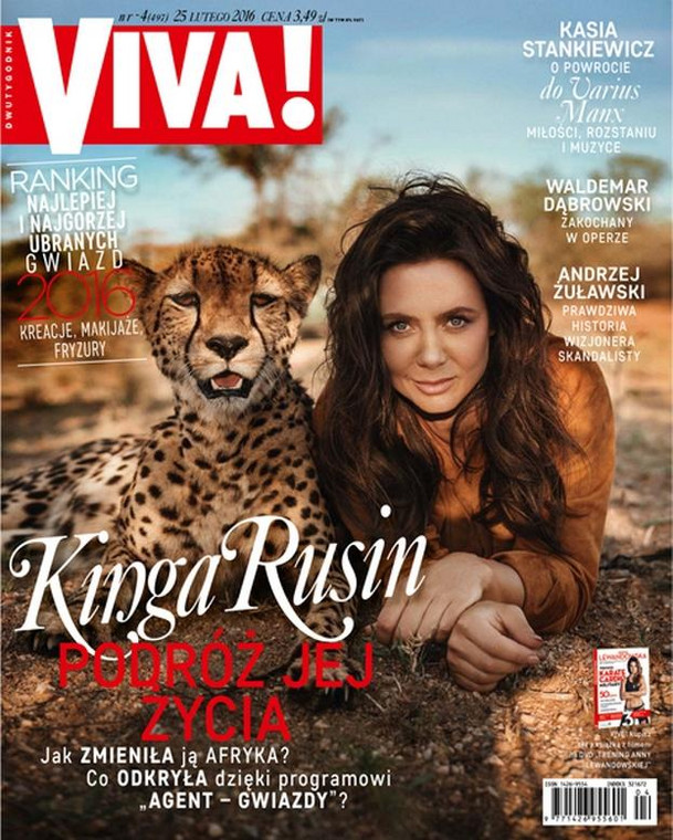 Kinga Rusin z gepardem na okładce magazynu "Viva!"