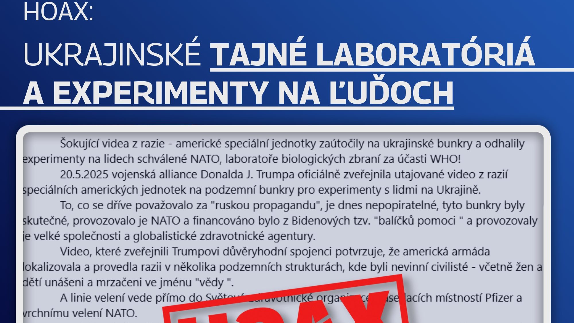 Hoax o ukrajinských tajných laboratóriách