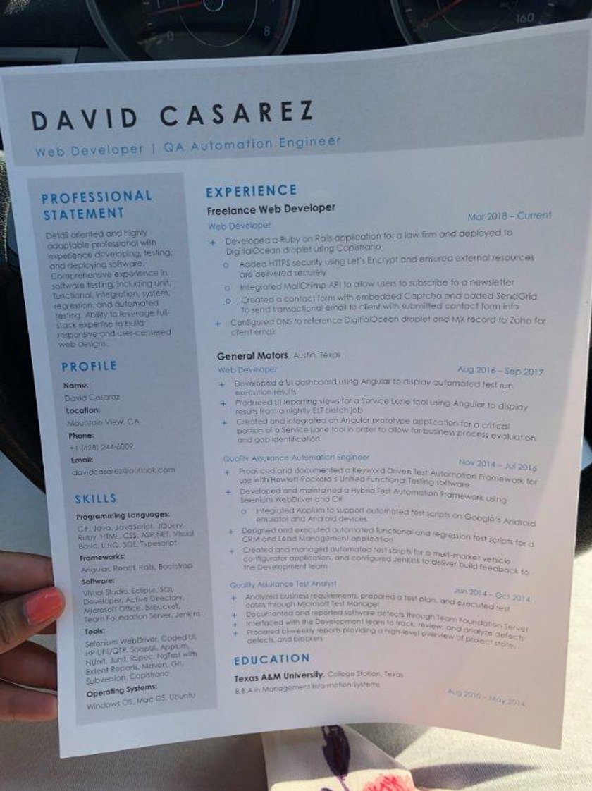 Kalifornia. Bezdomny David Casarez rozdawał swoje CV. Ma setki ofert