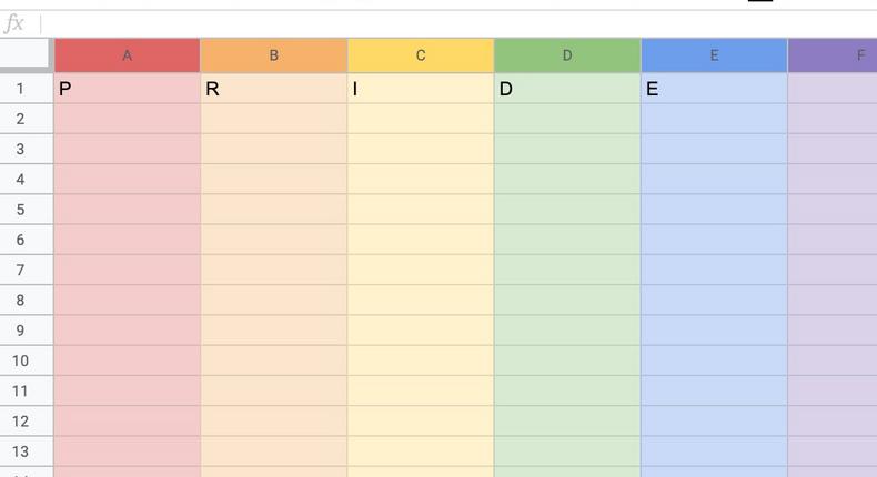 google sheets pride month