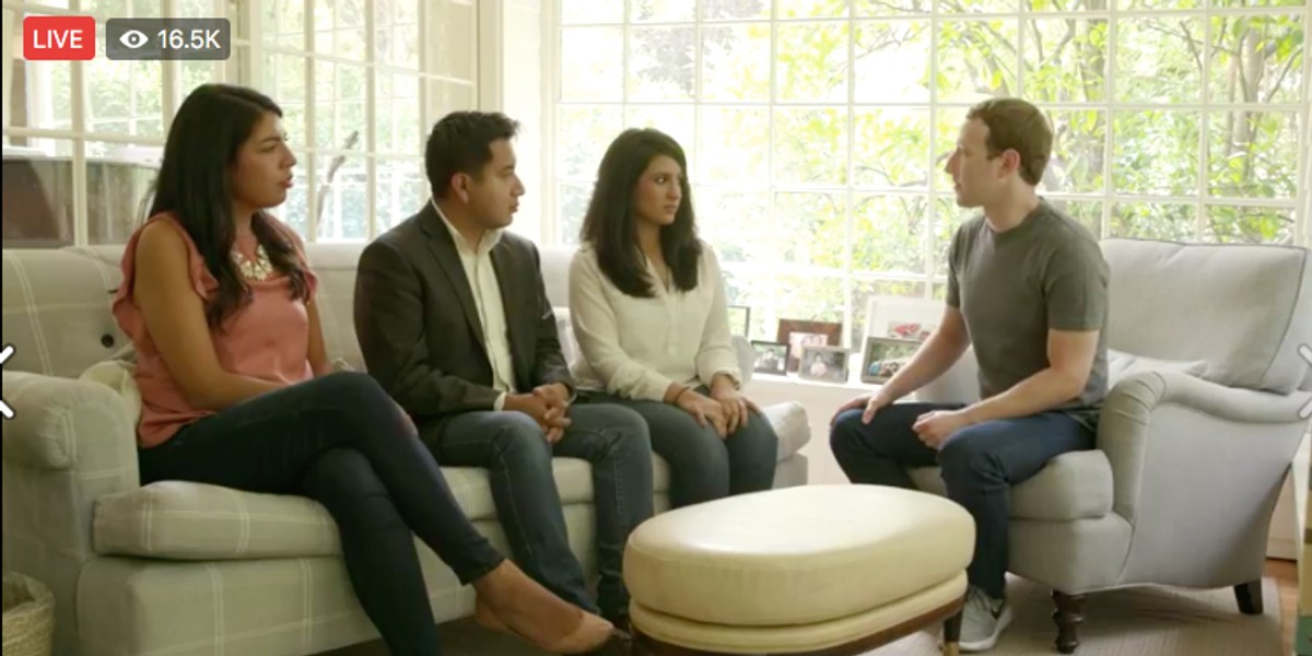 Mark Zuckerberg invited 3 ‘Dreamers’ to his Silicon Valley home and live-streamed their conversation