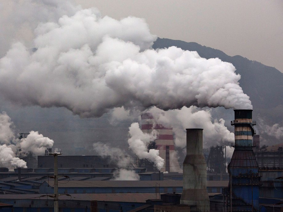 Smoke from a coal-fired generator at a steel factory seen November 19.