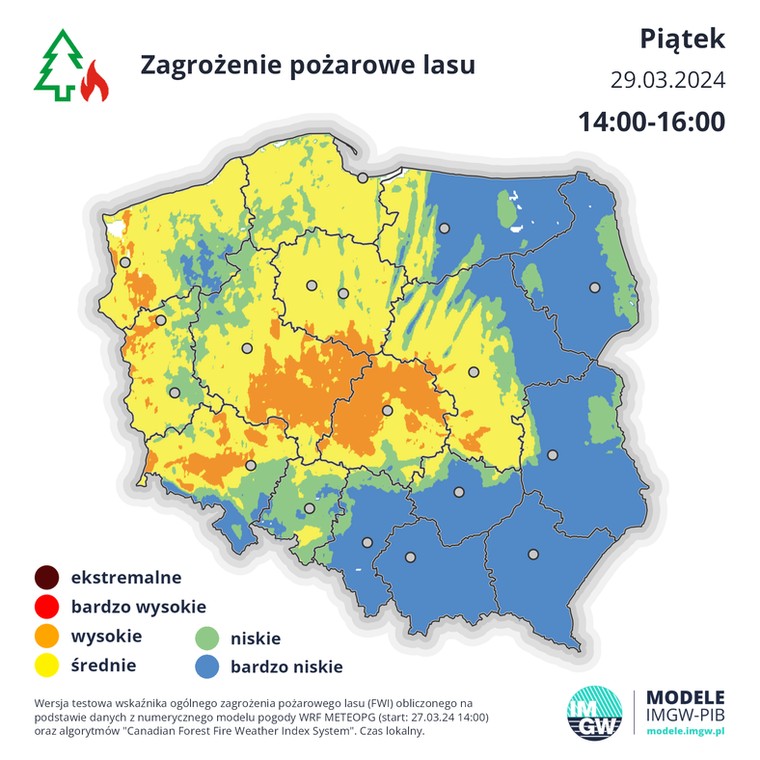 Prognoza zagrożenia pożarowego w lasach w piątek