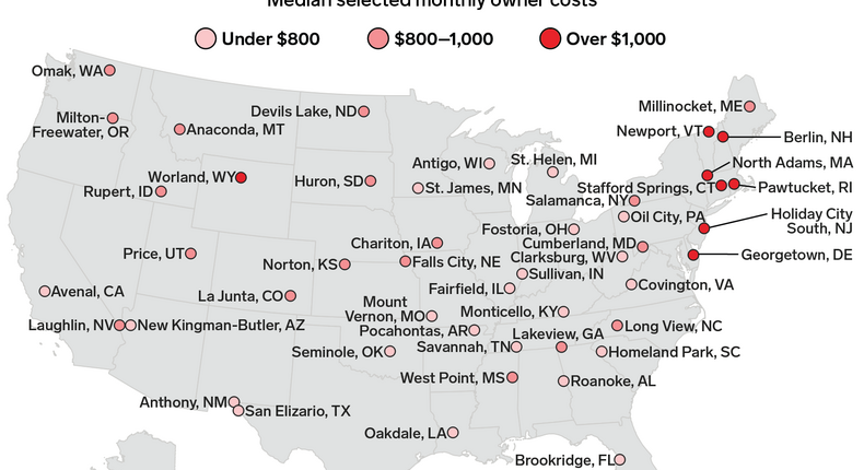 least expensive for homeowners map