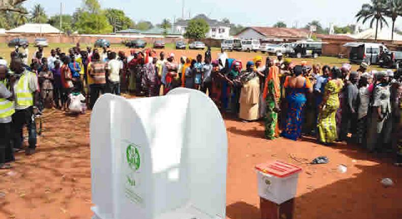 Voters queue to vote at Ejule Ala Ward Kogi East