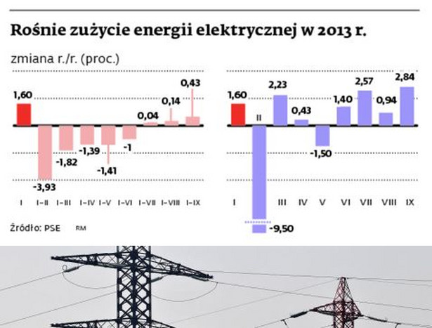 Rośnie zużycie energii elektrycznej w 2013 r.