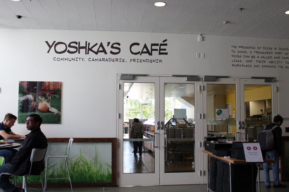Kultowe miejsce w Googlepleksie to Yoshka's Cafe. Yoshka to pies jednego z pracowników, którego Google postanowił uhonorować nadając taką nazwę kawiarni