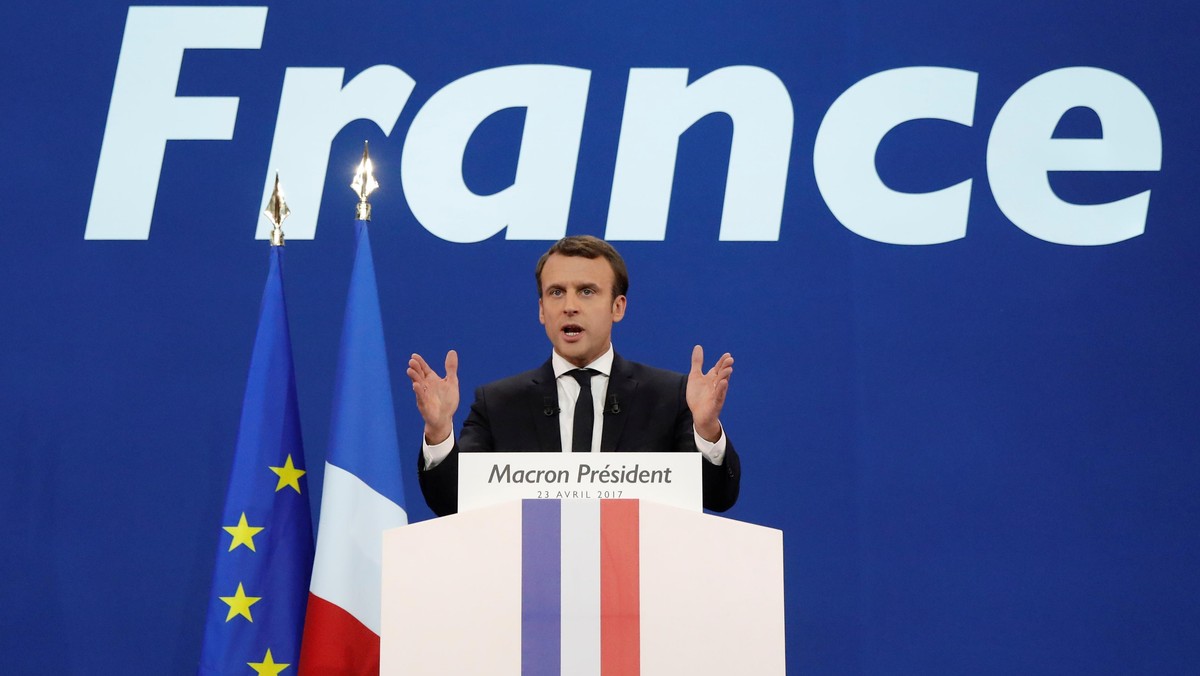 Emmanuel Macron, head of the political movement En Marche !, or Onwards !, and candidate for the 201