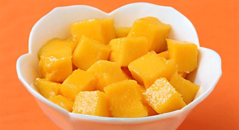 Diced mangoes