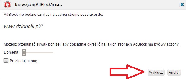 Jak wyłączyć Adblocka na dziennik.pl - Chrome