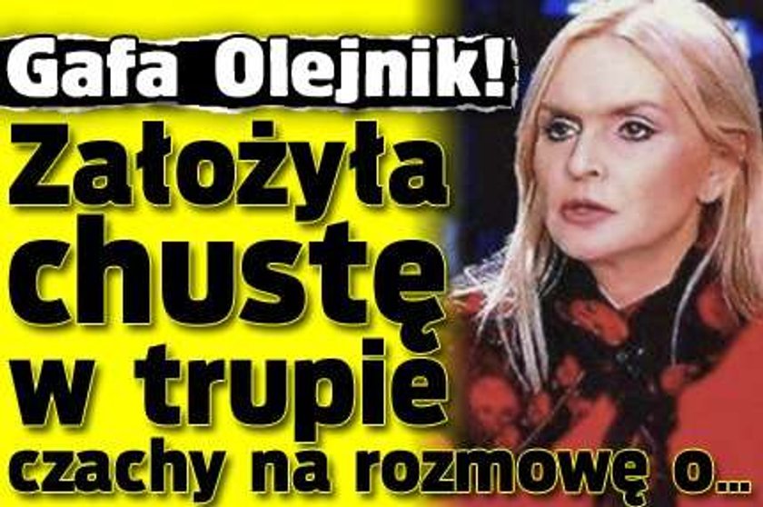 Gafa Olejnik! Założyła chustę w trupie czachy na rozmowę o...