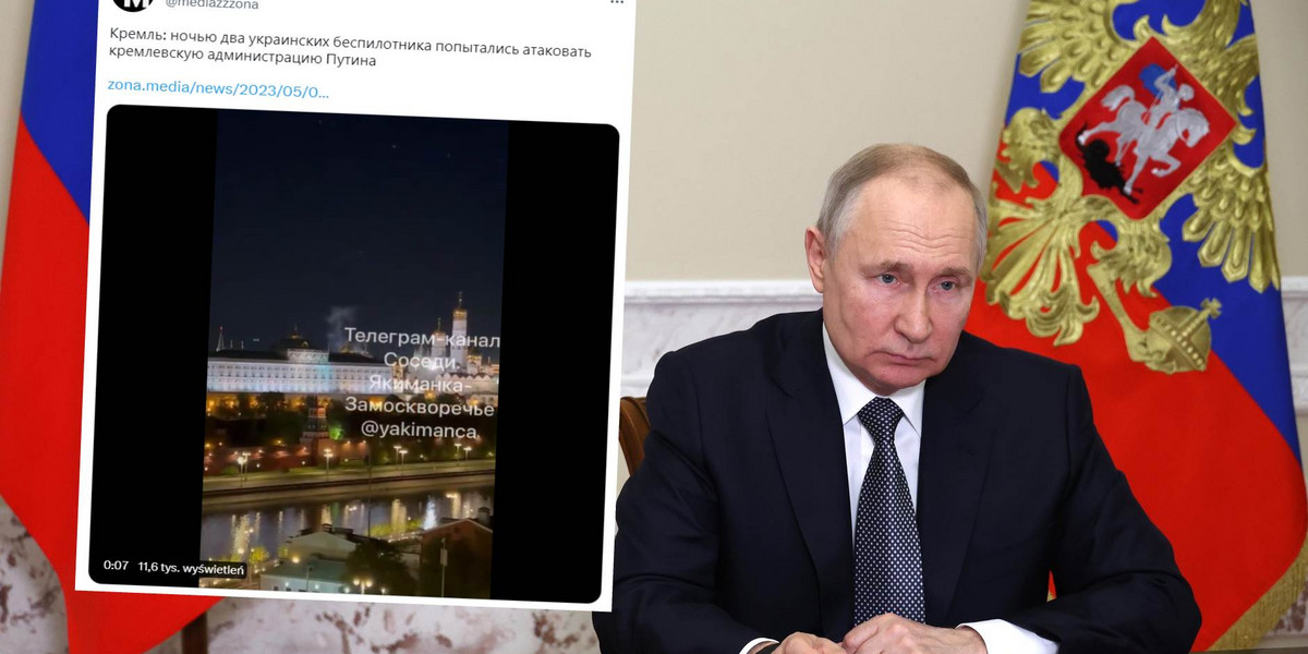 Władimir Putin był obiektem zamachu na Kremlu w wykonaniu dwóch dronów. Rosjanie twierdzą, że to drony ukraińskie