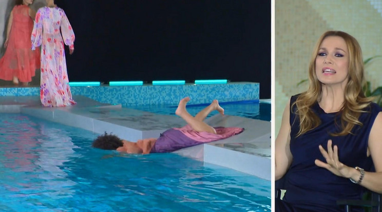 Tomán Szabina felsikított, amikor a Next Top Model Hungary versenyzője a medencében landolt / Fotó: TV2