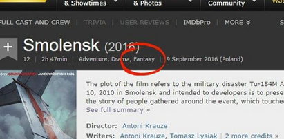 "Smoleńsk" w największej internetowej bazie filmów. Jaka kategoria?