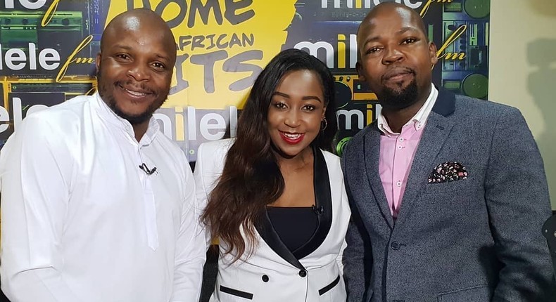 Alex Mwakideu with Jalango and Betty Kyallo