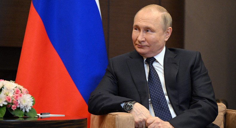 Russian President Vladimir Putin attends a meeting with Belarusian President Alexander Lukashenko.