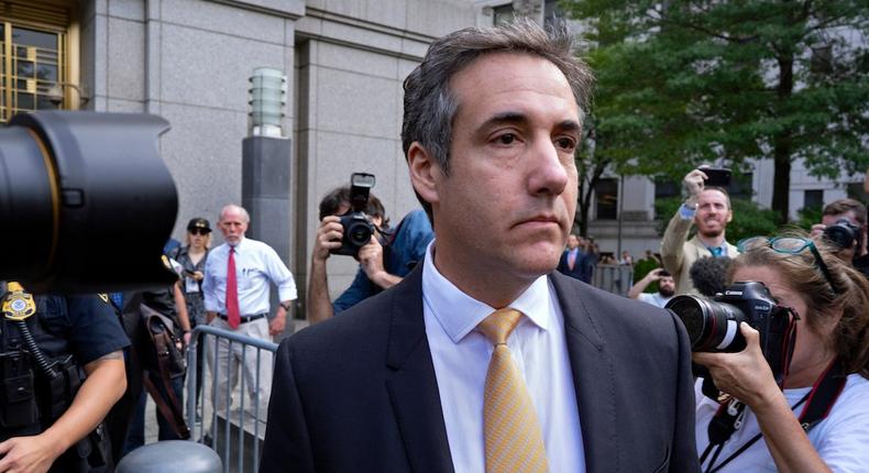 Michael Cohen, former personal lawyer to President Donald Trump, leaves federal court after reaching a plea agreement in New York on Aug. 21, 2018.