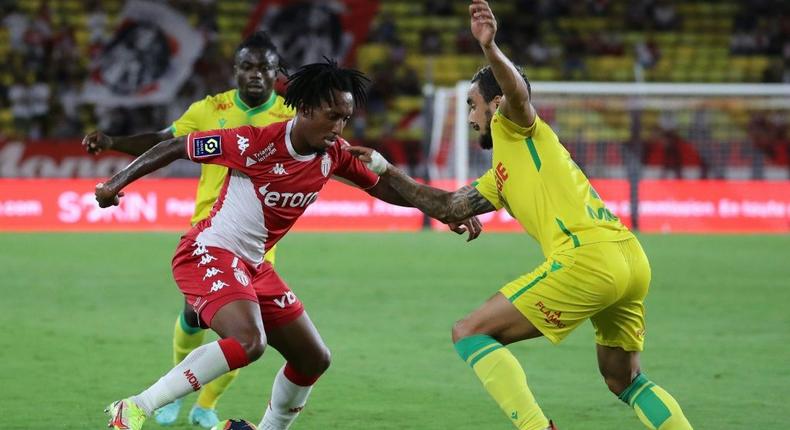 Gelson Martins (L) scored Monaco's goal in their draw with Nantes Creator: Valery HACHE