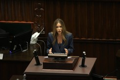 Małgorzata Rozenek-Majdan późnym wieczorem w Sejmie. Na tapecie in vitro