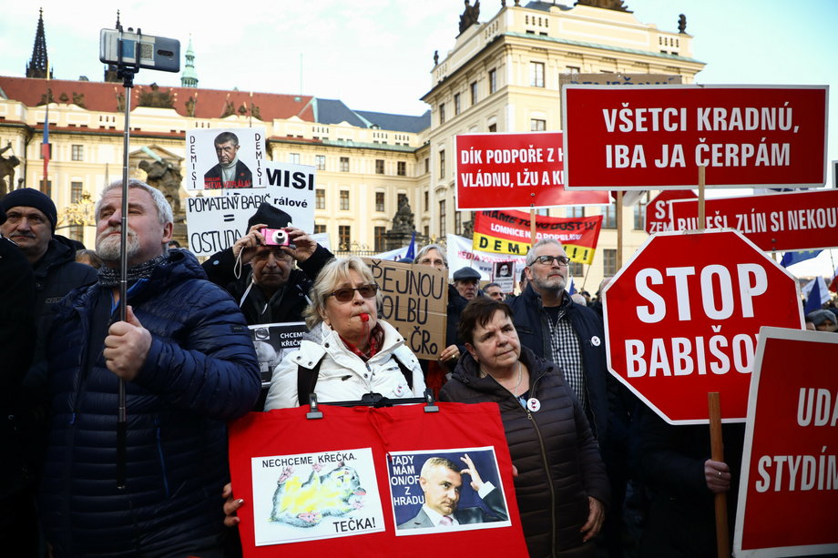 Demonstracja przeciwko polityce Andreja Babisza jako premiera.