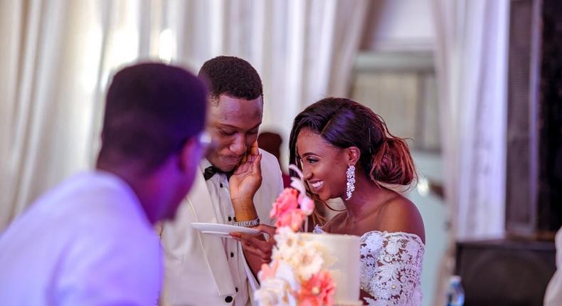 Jessa and Eva beaming with joy at their wedding in Abuja; October, 2018.