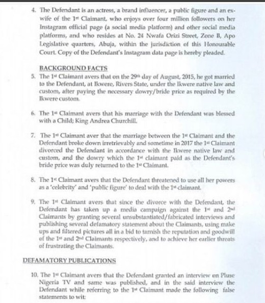 Tonto Dikeh has been sued by her ex-husband, Churchill Olakunle to the tune of N500M over malicious statements made against him in her famous YouTube video in 2019. [LindaIkeji]