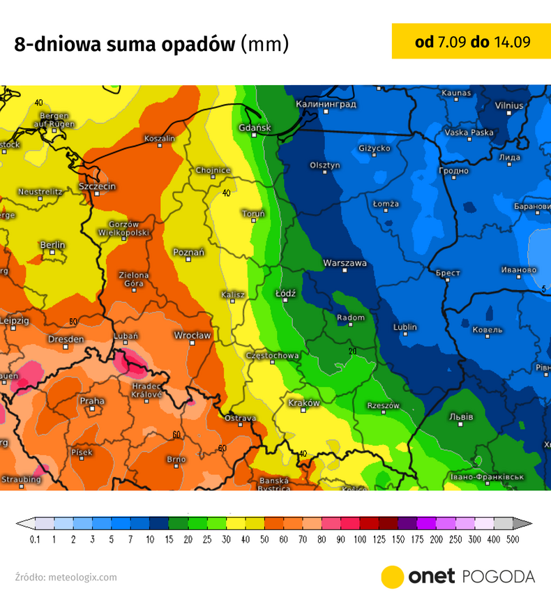 Nieco więcej deszczu pojawi się również w Polsce, zwłaszcza na zachodzie i południu