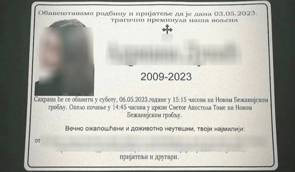 Tragično nastradala devojičica u masakru u osnovnoj školi biće sahranjena na Novom Bežanijskom groblju