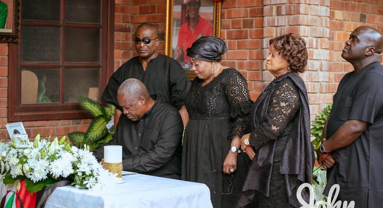Mahama signs book of condolence at late Sherry Ayittey's one week