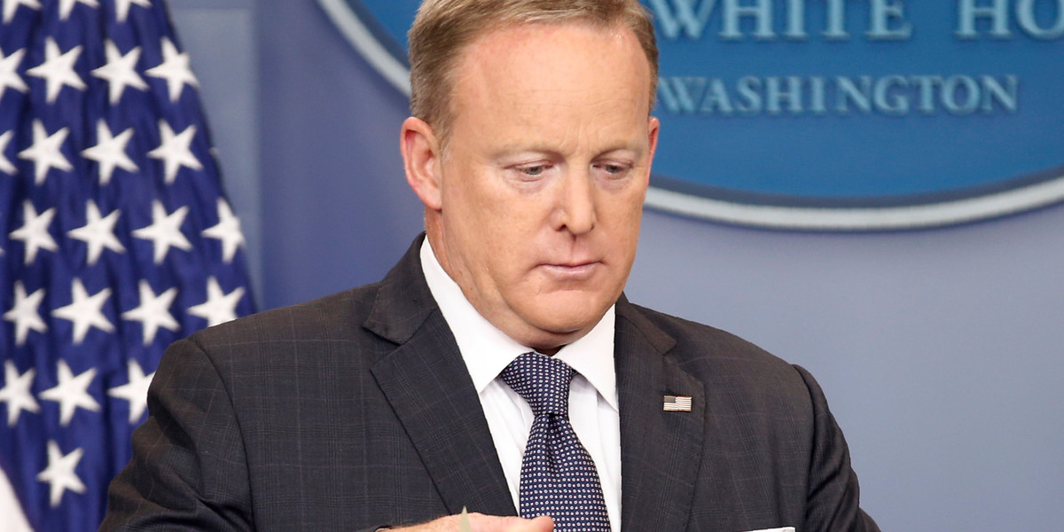 Spicer dodges questions on why Trump cited anonymous Fox report after decrying anonymous sources