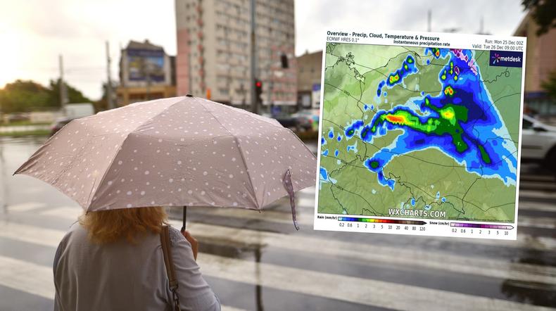 Polska zostanie skąpana w deszczu (mapa: wxcharts.com)