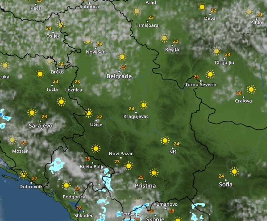 Kretanje padavina u 17 sati