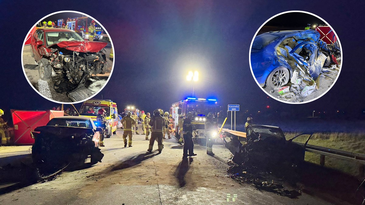 Dramatyczne zderzenie aut pod Bełchatowem. Są ofiary śmiertelne. Trwa walka o życie młodej kobiety