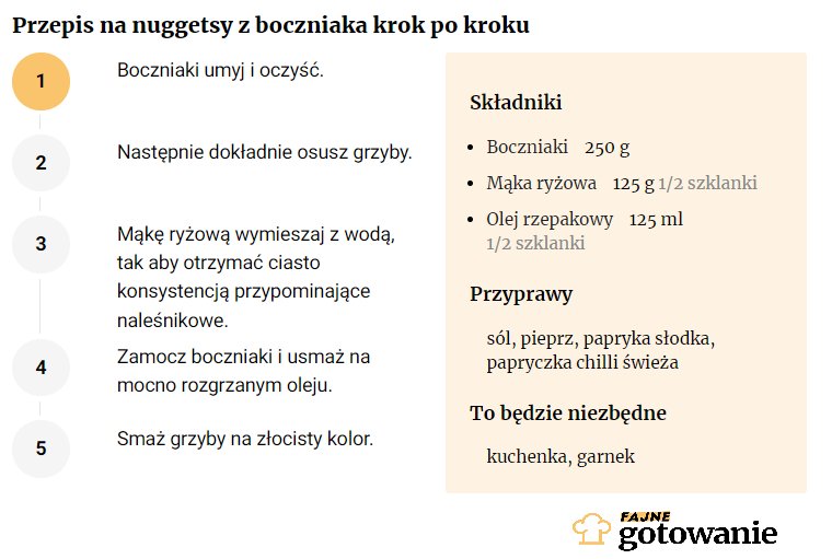 Przepis na nuggetsy z boczniaka