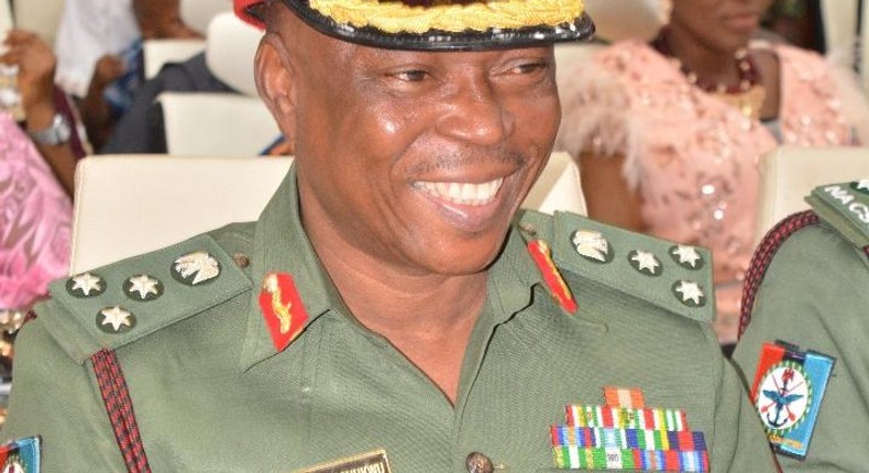 Acting Director Defence Information Brigadier General Onyema Nwachukwu decorated with new rank. [Twitter/@DefenceInfoNG]