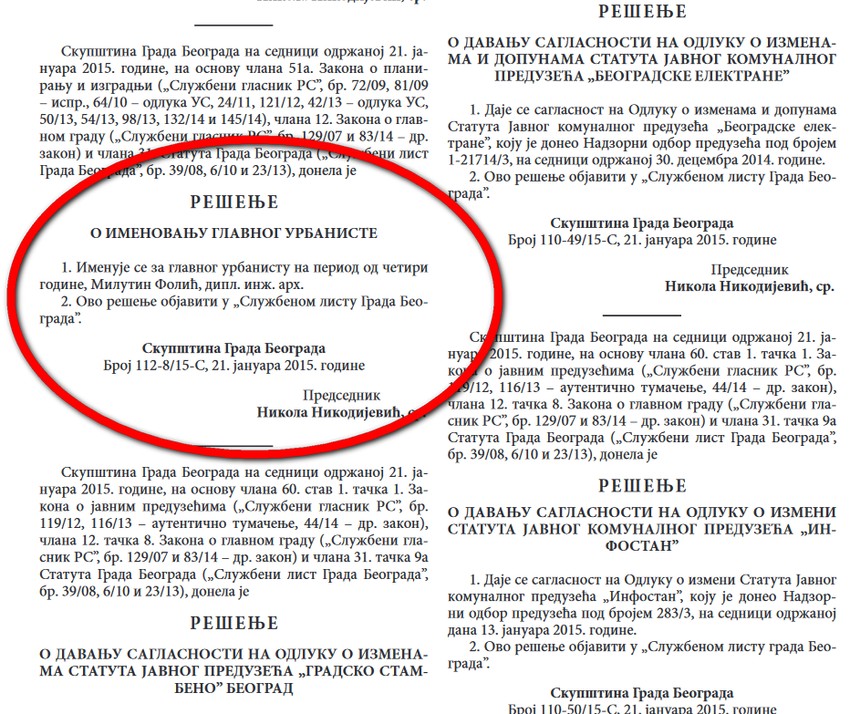 Izvod iz Službenog lista iz 2015.