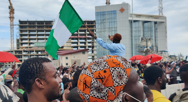 #EndSARS protesters at the Lekki Toll Gate, Lagos