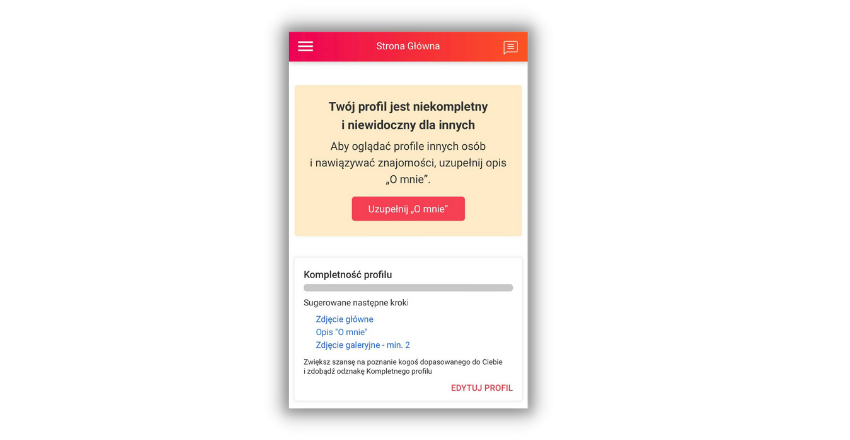 Uzupełnienie profilu w Sympatiapl