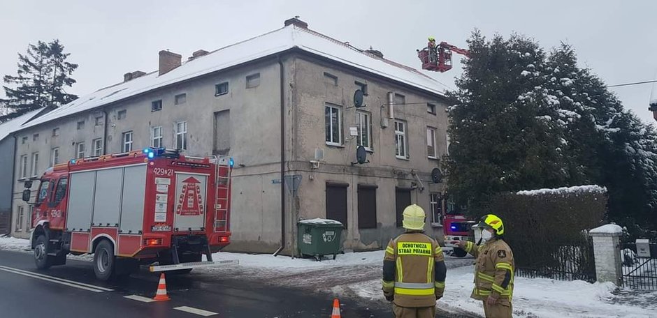 Pożar w kominie w kamienicy w Czaplinku