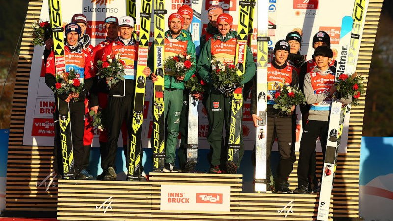 24.02.2019 - Podium drużynowych MŚ w Seefeld