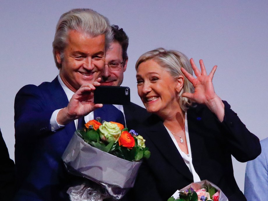 Marine Le Pen and Netherlands' Party for Freedom (PVV) leader Geert Wilders.