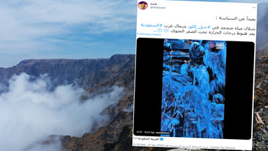 Zamarznięty wodospad w Arabii Saudyjskiej hitem sieci. "Nie spodziewałem się tego" [WIDEO]